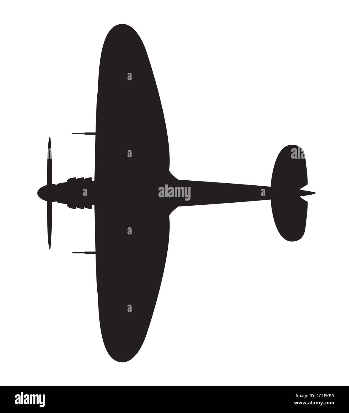 Ein typisches WW2 British Jagdflugzeug Silhouette auf weißem Hintergrund Stockfoto