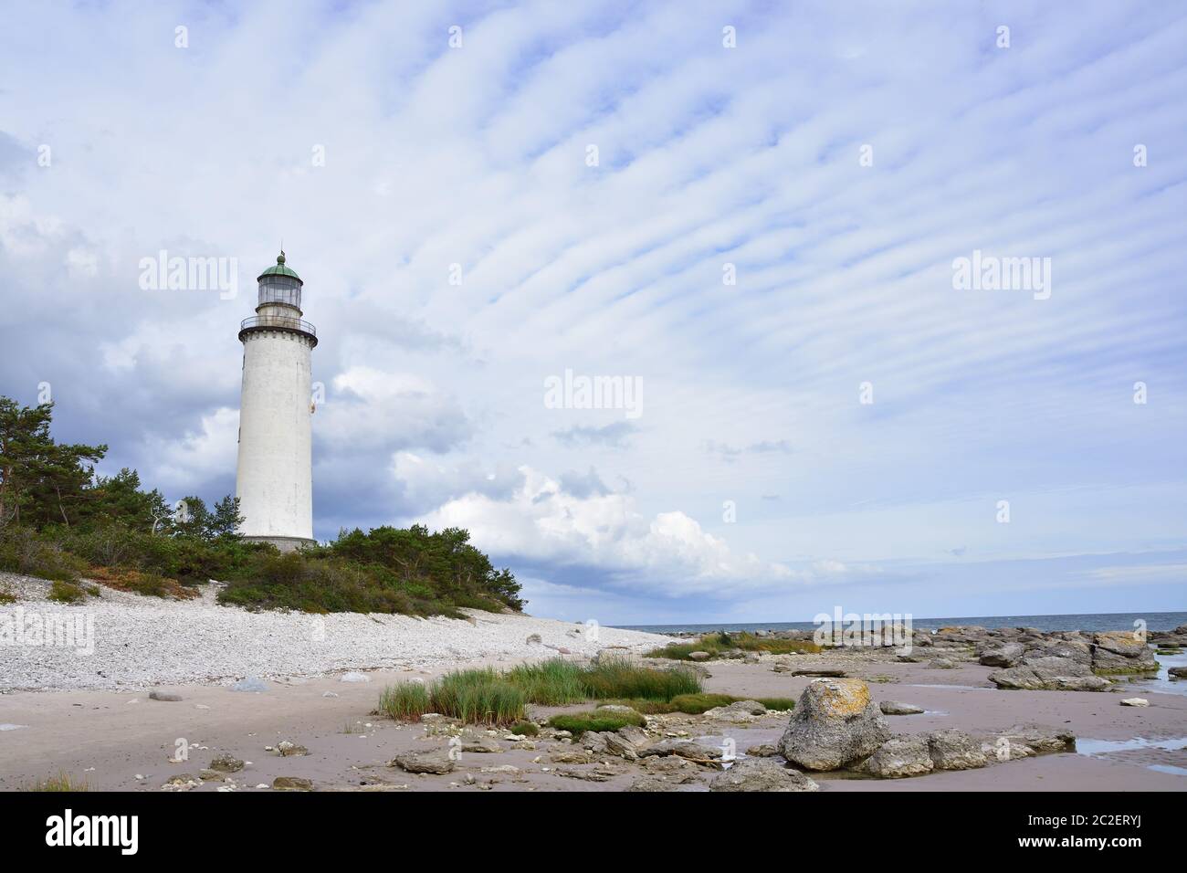 Leuchtturm bei faro norsta aurer Stockfoto