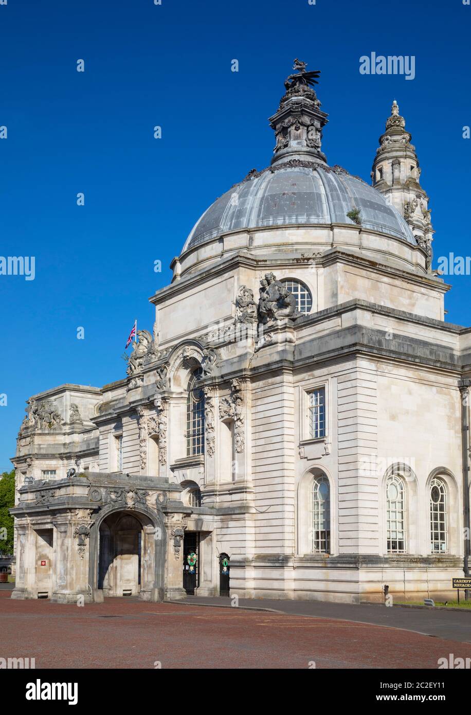 Cardiff City Hall, Cathays Park, Wales, Großbritannien Stockfoto