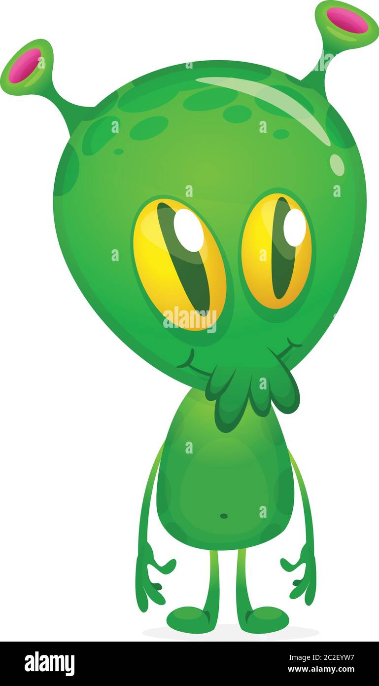 Grune Alien Cartoon Stock Vektorgrafik Alamy