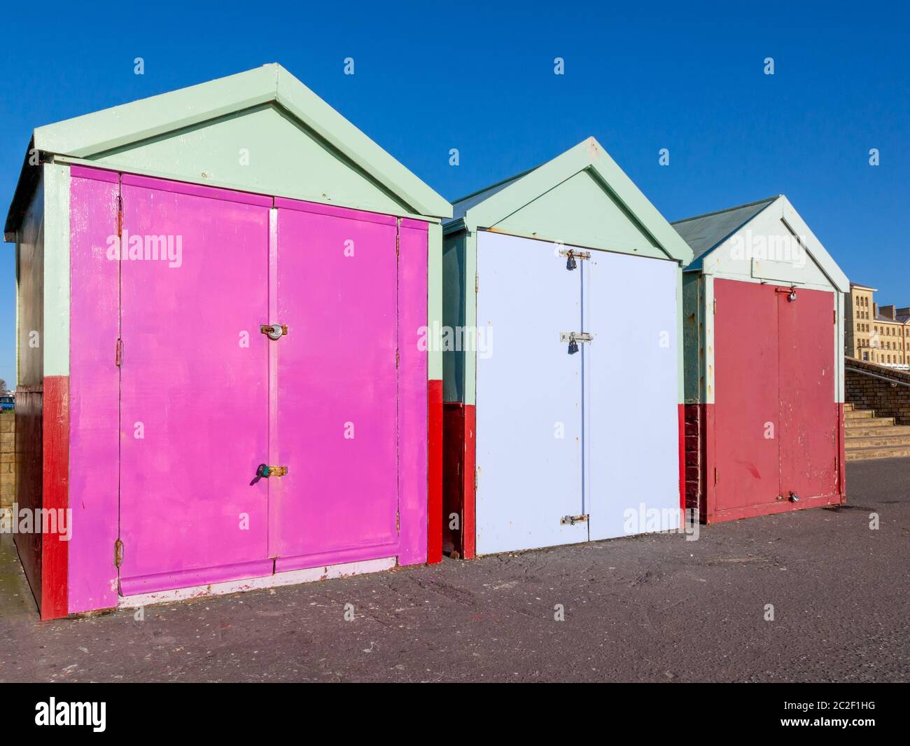Bunte Brighton Strandhütten Stockfoto