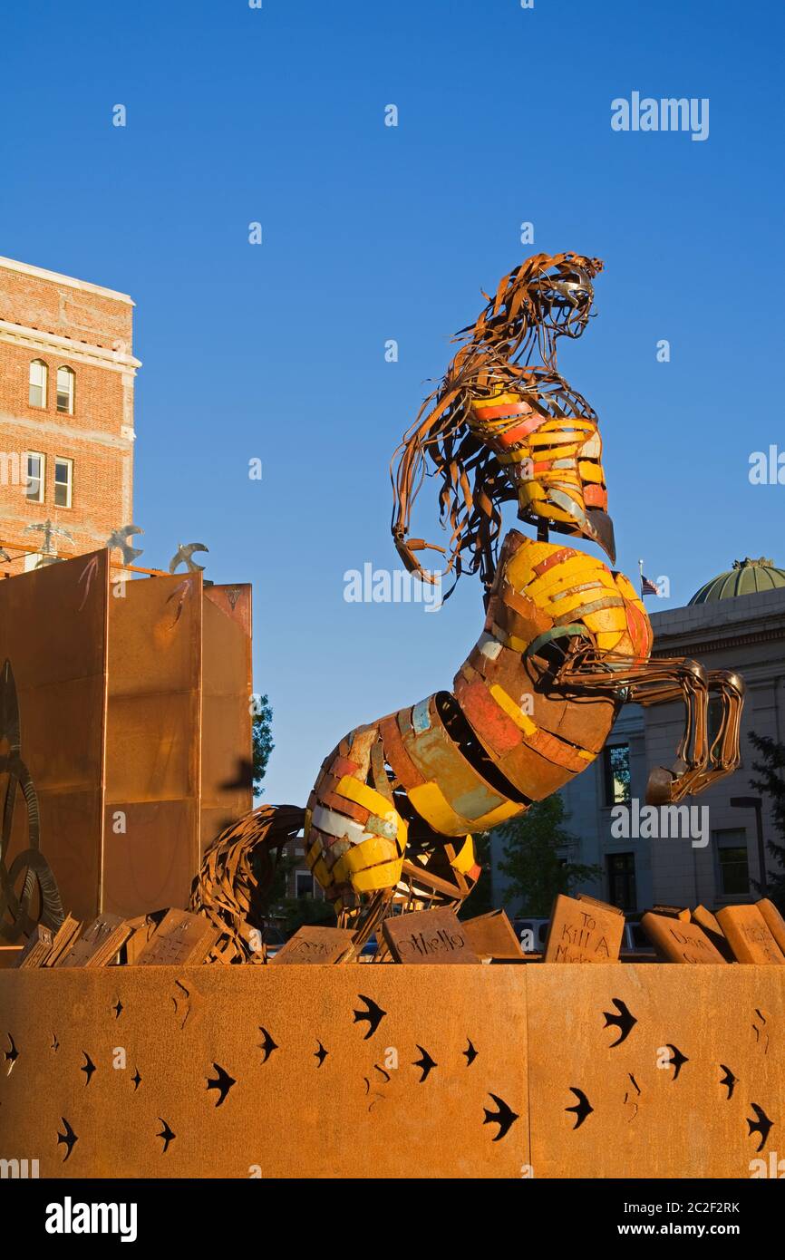 Celtic Wald Skulpturen von Black Rock Arts Foundation, Riverwalk-Viertel, Reno, Nevada, USA Stockfoto