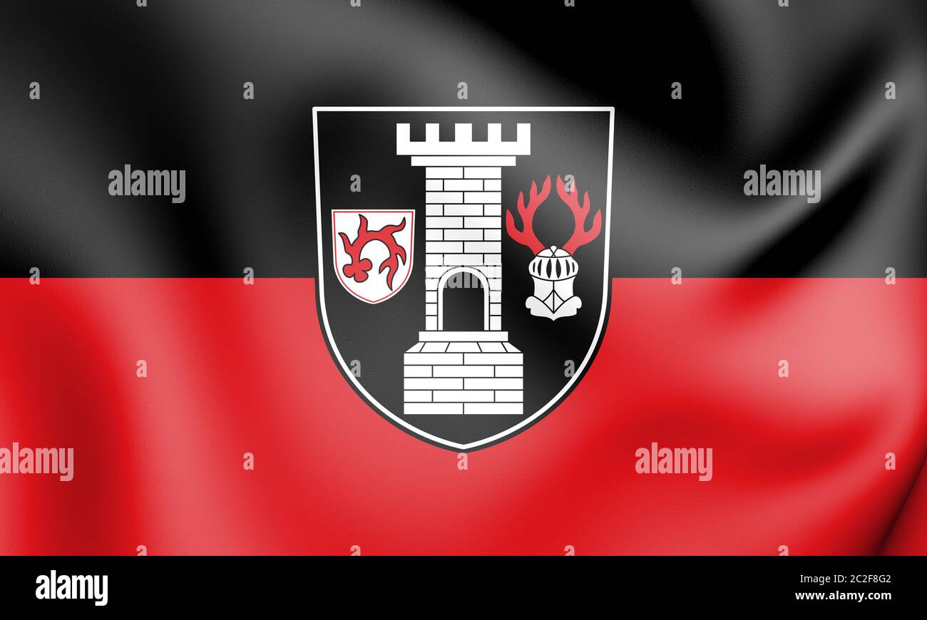 3D-Flagge von Blankenburg (Sachsen-Anhalt), Deutschland. 3D-Darstellung. Stockfoto