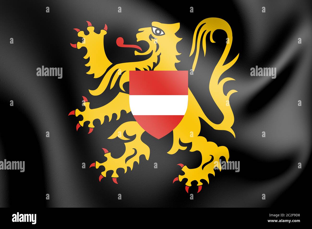 3D-Flagge Flämisch-brabant, Belgien. 3D-Darstellung. Stockfoto