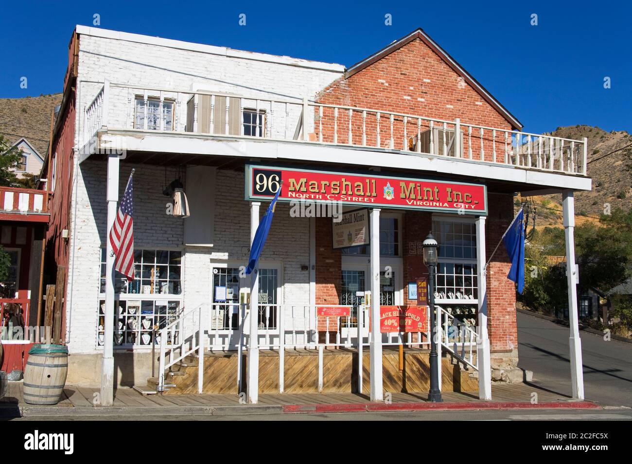 Store auf C-Straße in Virginia City, Nevada, USA Stockfoto