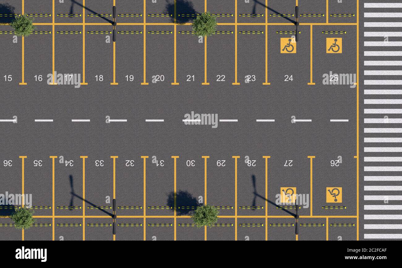 PKWParkplatz mit Straßenmarkierungen und Nummerierung von Parkplätzen. Parken mit Autos PKWParkplatz mit Straßenmarkierungen und Nummerierung von Parkplätzen. Parken mit Autos