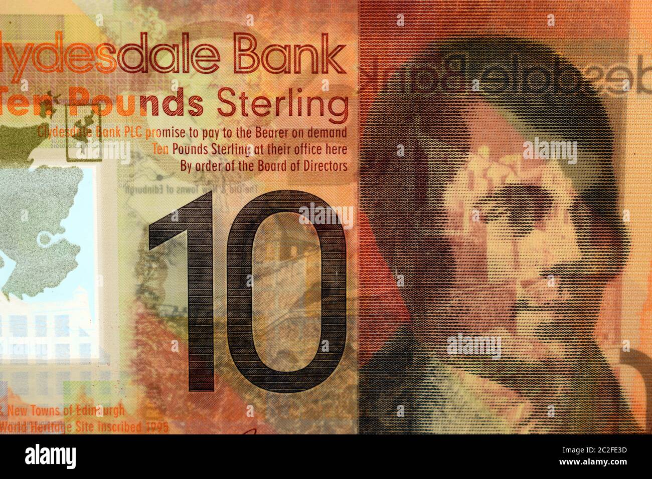 Pund Schotten Banknote in Transparenz Stockfoto