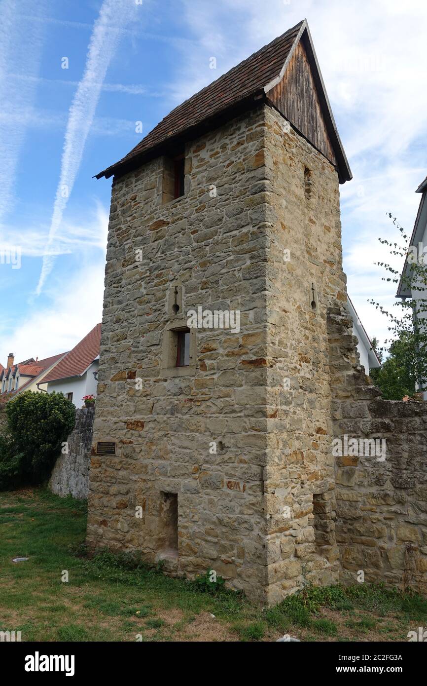 Storchennestturm in Oehringen Stockfoto