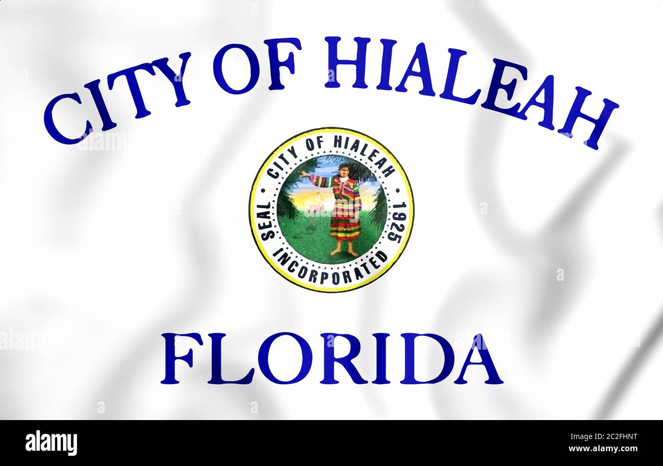 3D-Markierung von Hialeah (Florida), USA. 3D-Darstellung. Stockfoto