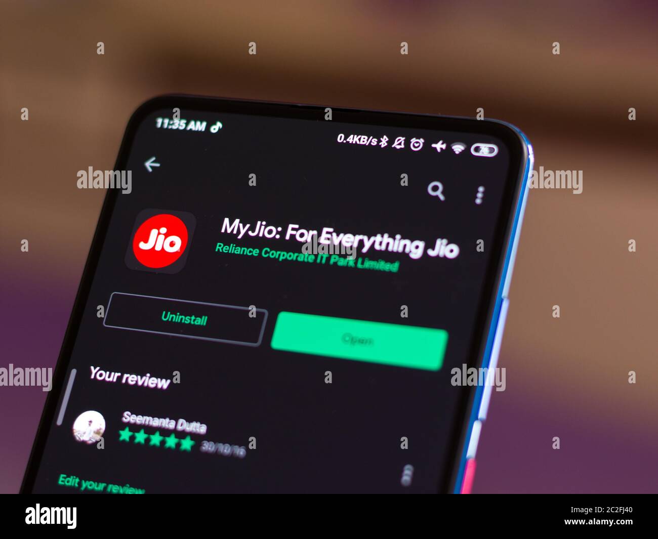 Assam, indien - 8. Mai 2020 : Meine jio-App, für jio sim-Benutzer. Stockfoto