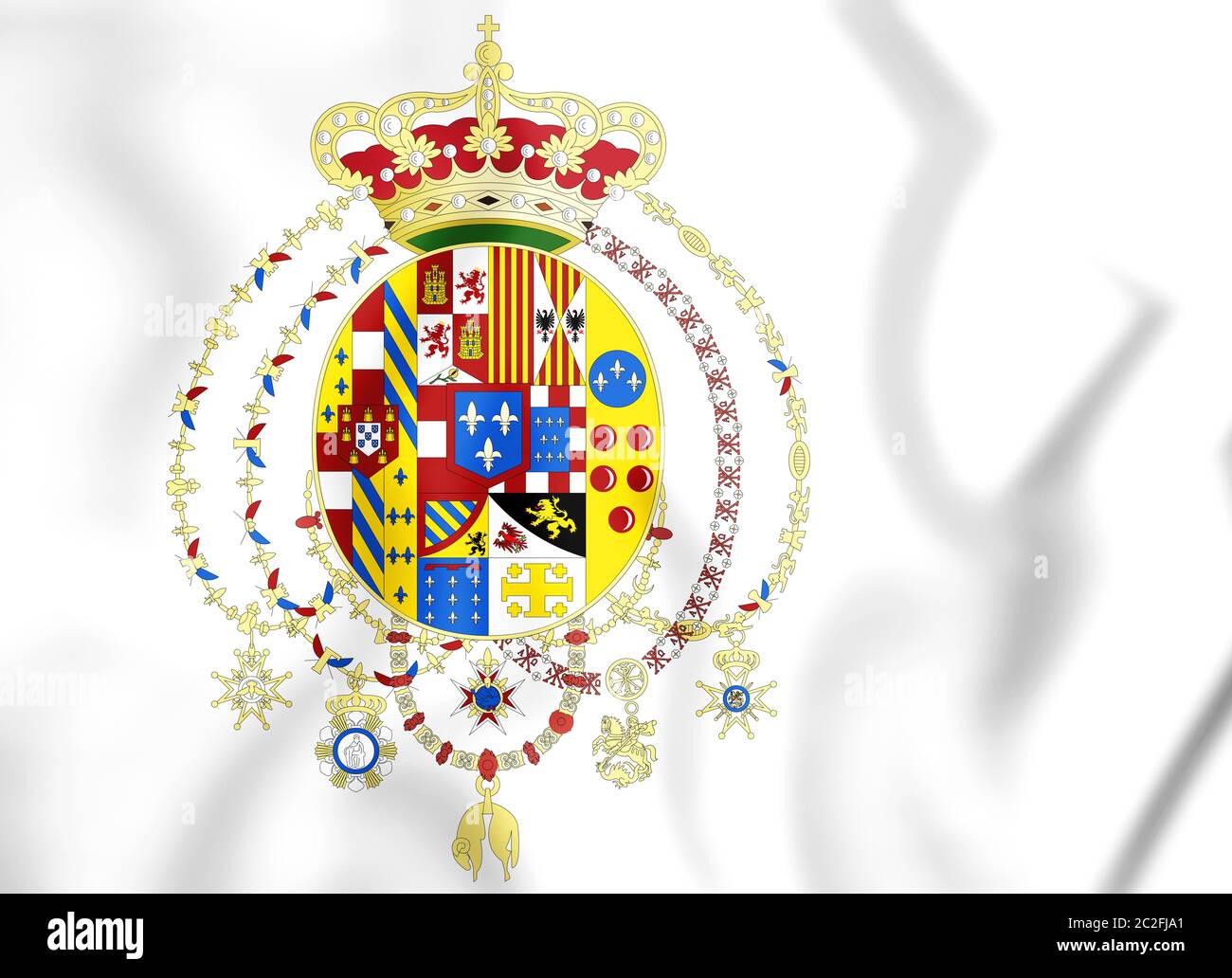 3D-Flagge Königreich beider Sizilien (1816). 3D-Darstellung. Stockfoto