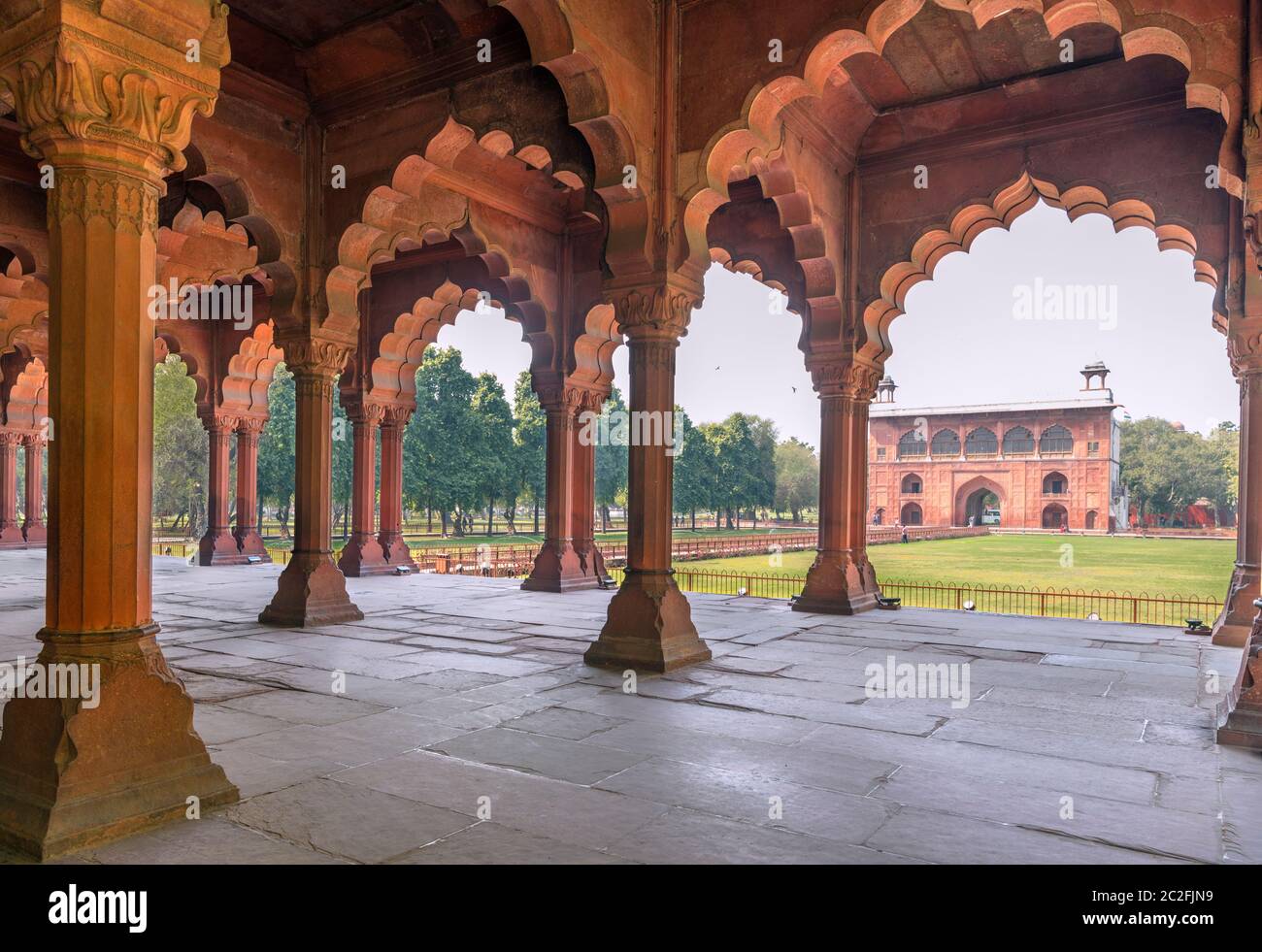 Die Diwan-i-am (Halle des öffentlichen Publikums) im Roten Fort, Delhi, Indien Stockfoto