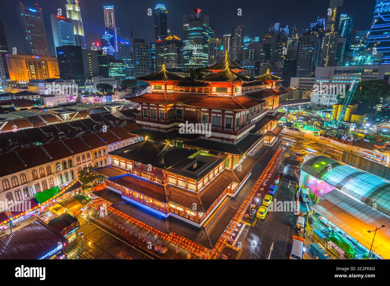 Skyline von Singapur mit Blick auf China Town in Singapur Stockfoto