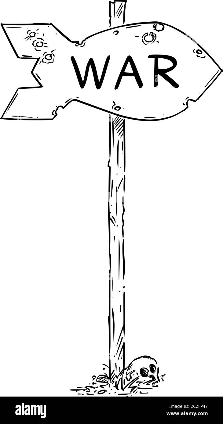 Hand gezeichnete Vektor der Verkehrspfeil Zeichen oder Wegweiser oder Wegweiser in Form von Atombombe, Atomkrieg Konzept. Stock Vektor