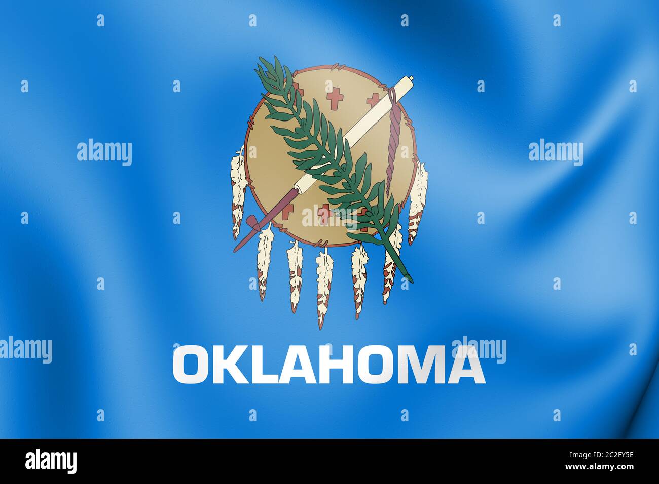 3D Flagge von Oklahoma, USA. 3D Illustration. Stockfoto