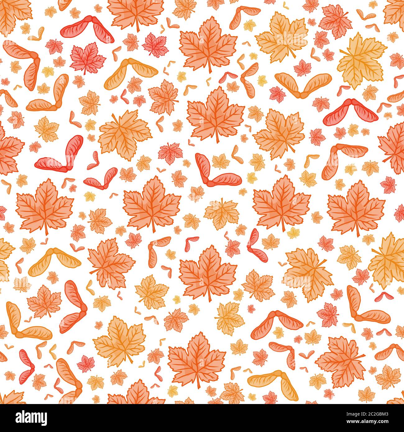 Herbst-Themen moderne Platanen Blatt und Samen wiederholen moderne Muster-Design in braun und gelb Farben Stockfoto