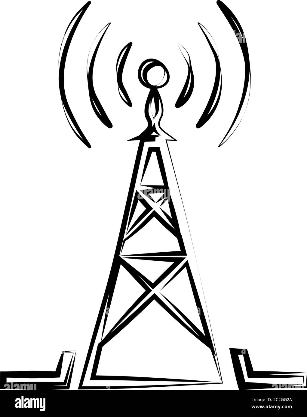 Radio Tower Icon Vektor Kunst Illustration Stock Vektor