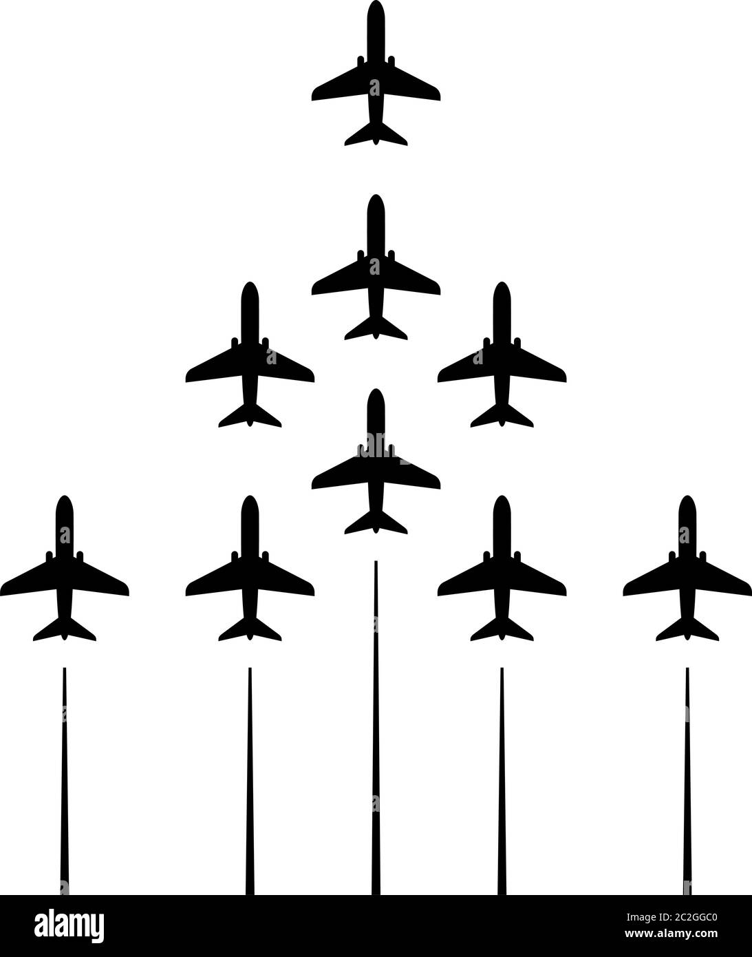 Flugzeug Flying Formation, Air Show Display, Die Disziplinierte Flug Vektor Kunst Illustration Stock Vektor