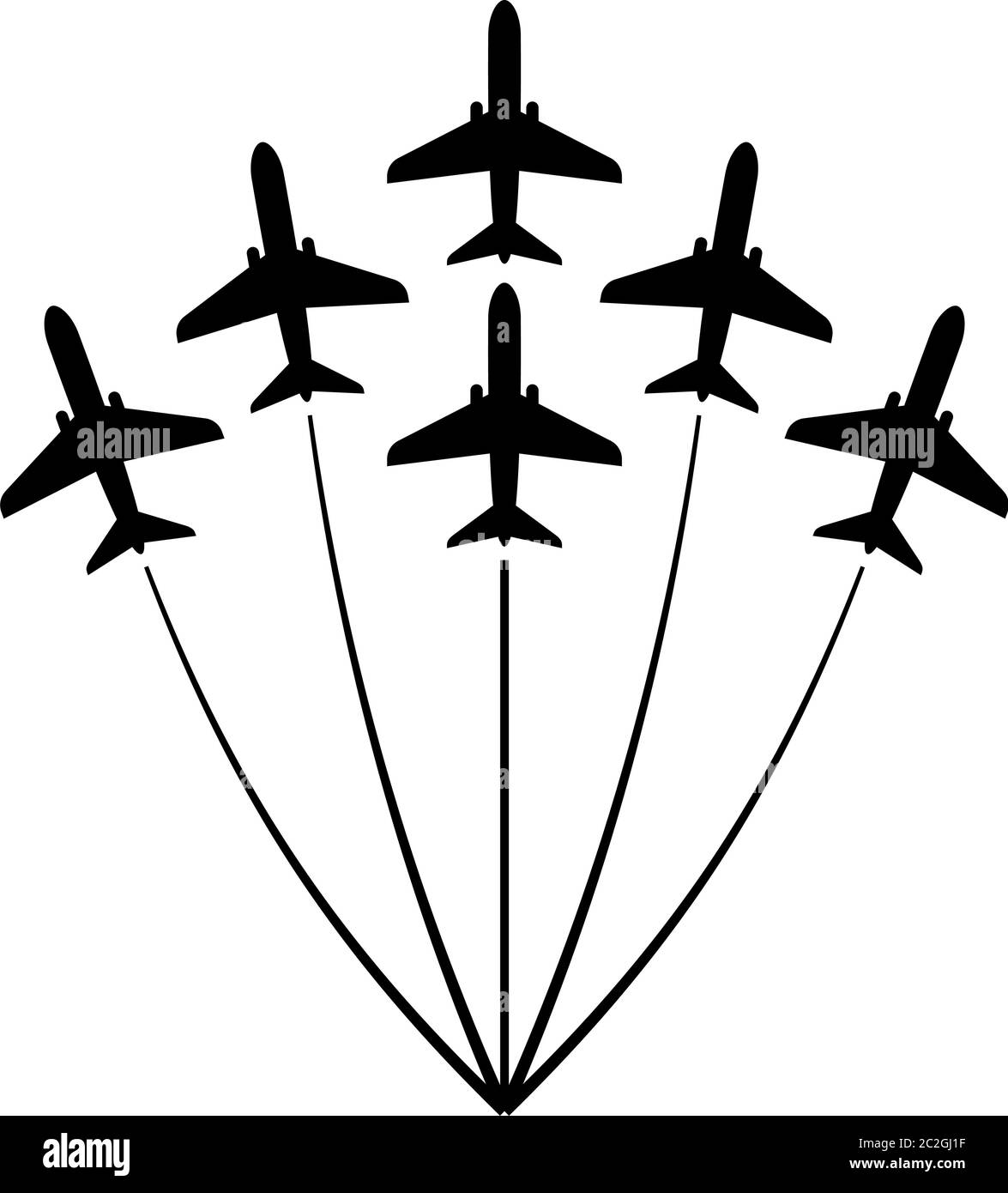 Flugzeug Flying Formation, Air Show Display, Die Disziplinierte Flug Vektor Kunst Illustration Stock Vektor