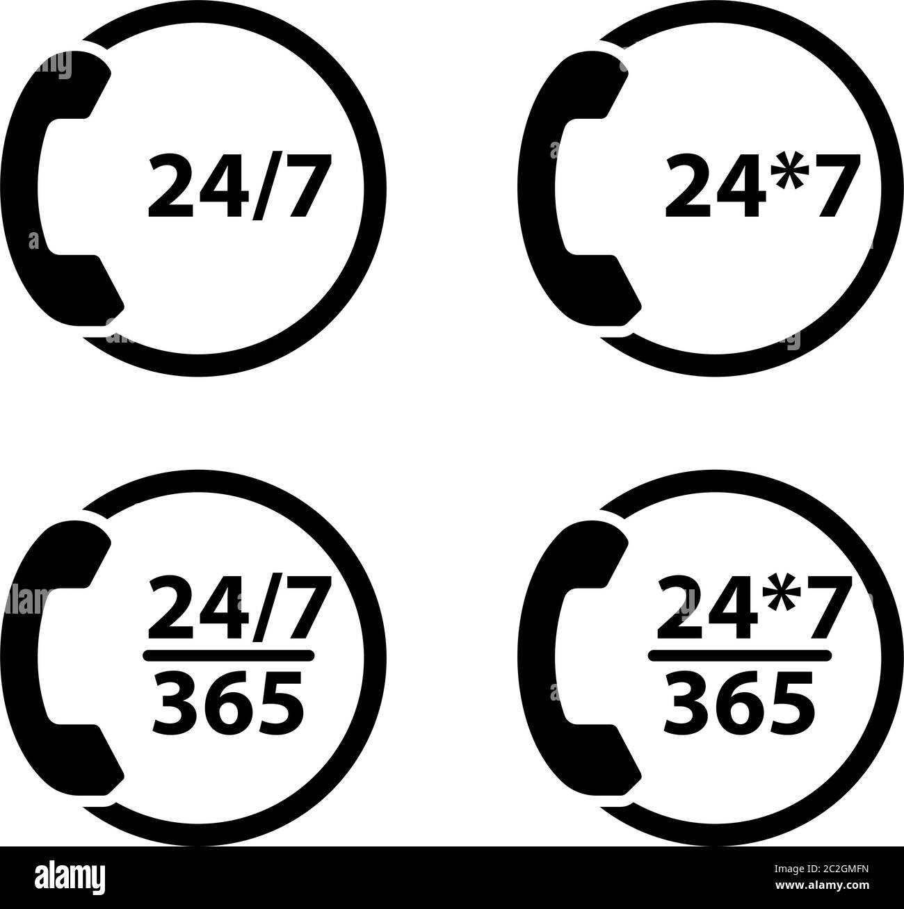 Telefon-Support-Symbol, Responsive 24 Stunden pro Tag das ganze Jahr über Vektor-Kunst Illustration Stock Vektor