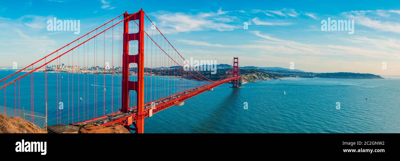 Panorama über die Golden Gate Bridge, San Francisco, Kalifornien Stockfoto