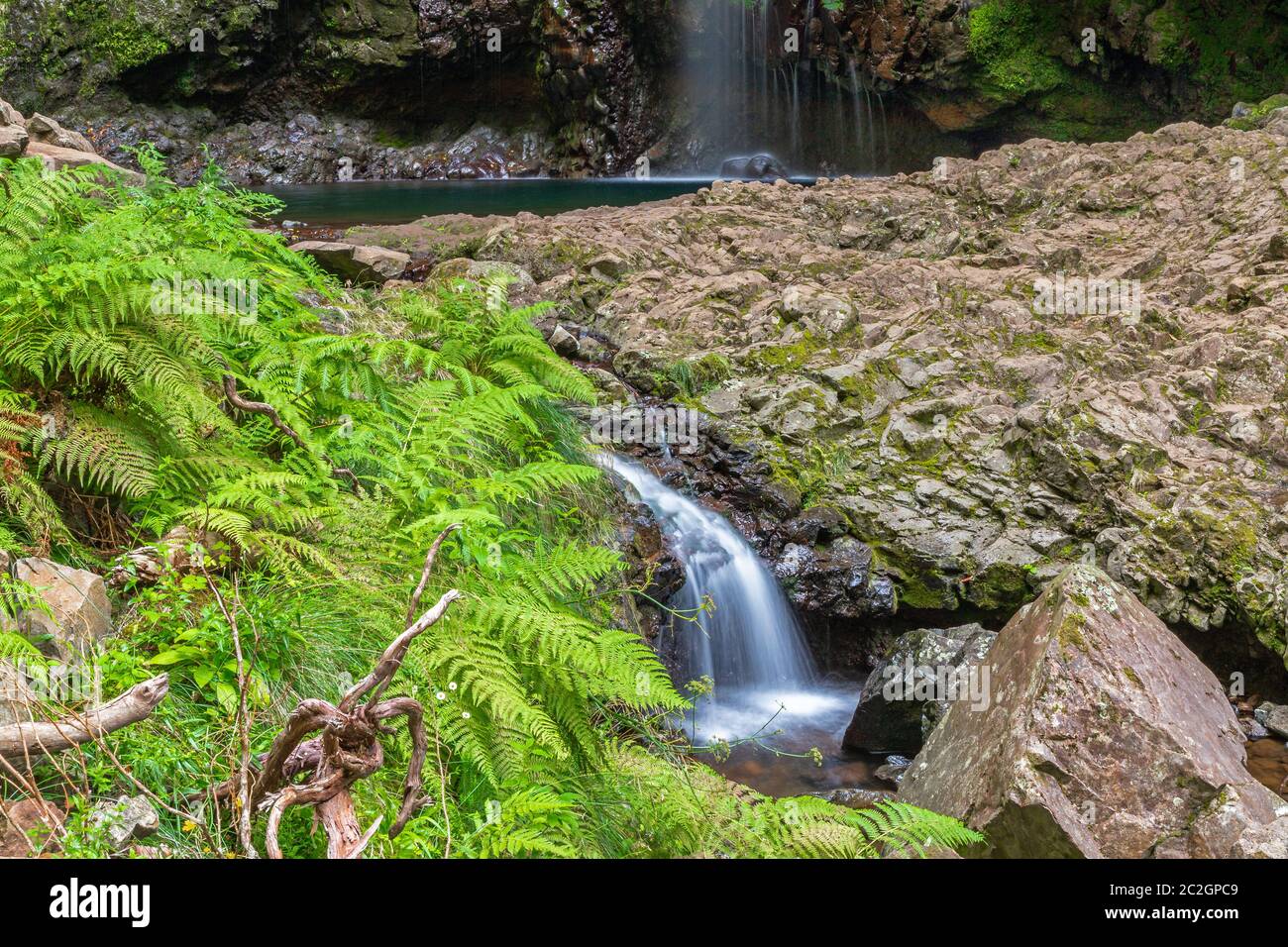 Wasserfall Caldeirao Verde, Madeira, Portugal Stockfoto