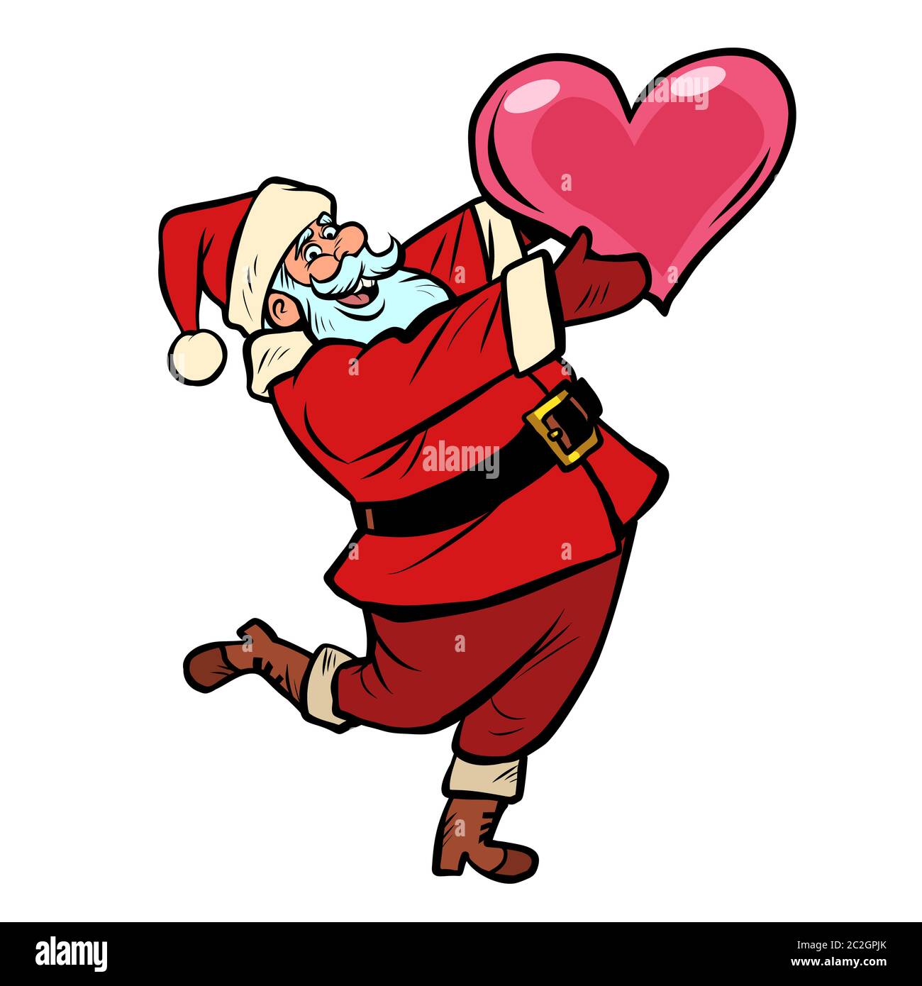 Santa Claus mit Herz. Weihnachten und neues Jahr Comic cartoon Pop Art retro Vektor Zeichnung Abbildung Stockfoto