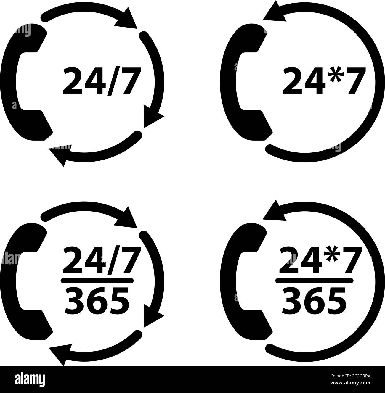 Telefon-Support-Symbol, Responsive 24 Stunden pro Tag das ganze Jahr über Vektor-Kunst Illustration Stock Vektor