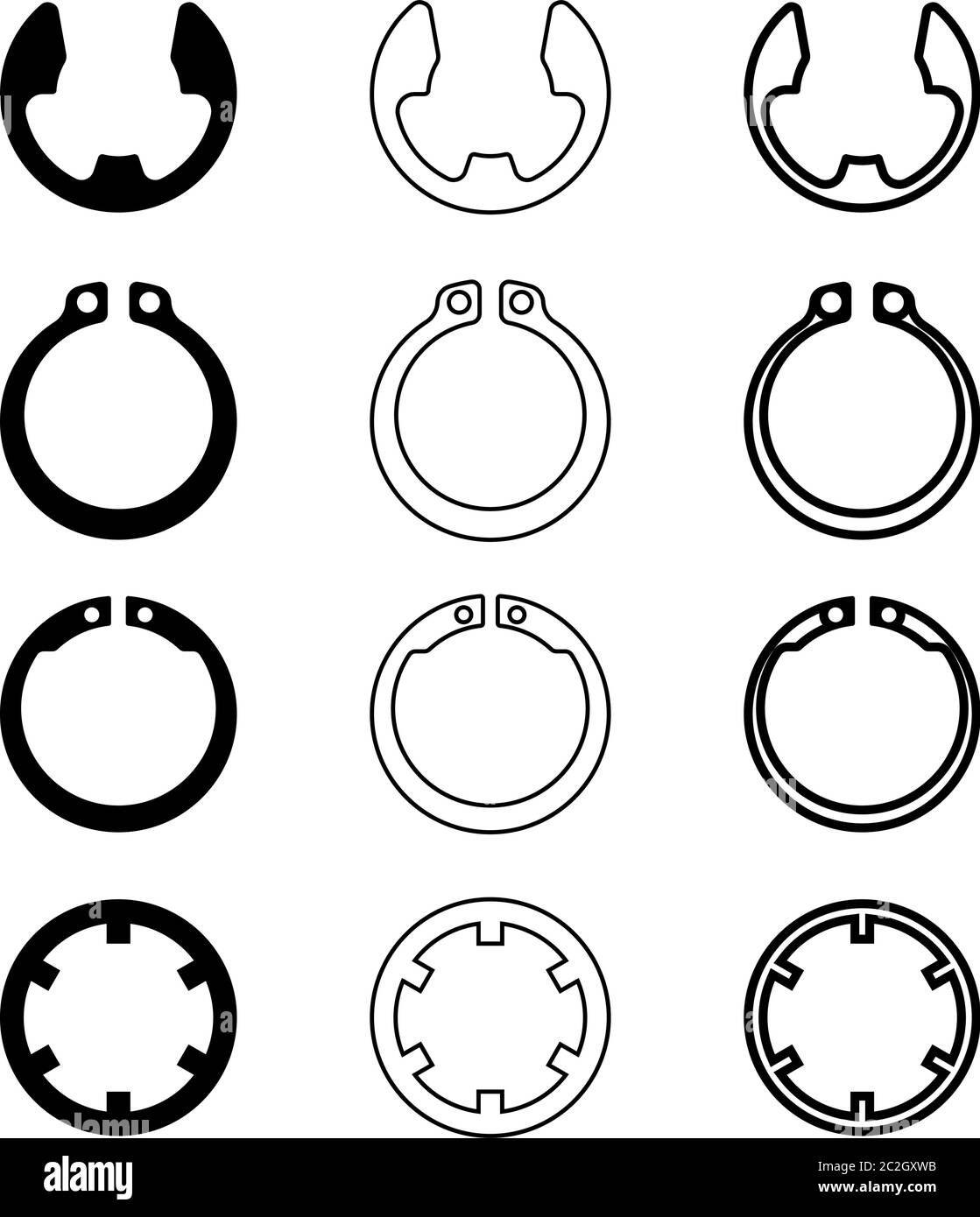 Sicherungsring Design Collection, C-Clip, Seeger Ring, Snap Ring, Jesus  Clip, Halting Ring Vektor Art Illustration Stock-Vektorgrafik - Alamy