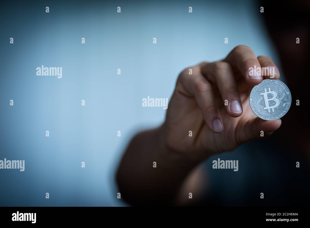 Bitcoin - Konzept - Cryptocurrency cryptocurrency gehalten wird als Wert erhaltung Asset sowie einen Mittelwert von Swift Exchange mit einem fungibel, antiinfla Stockfoto