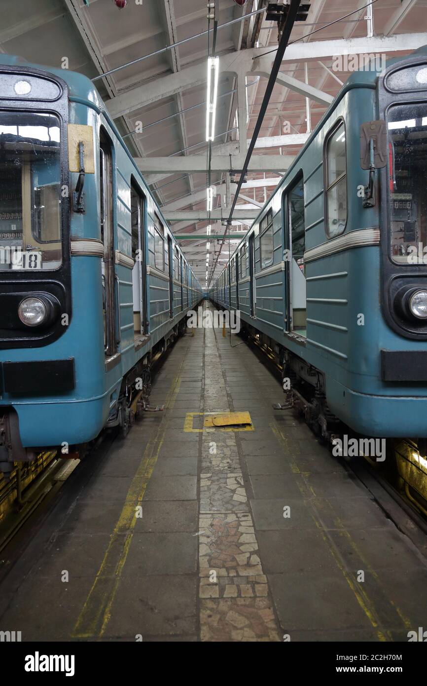 U-Bahn-Service Depot. Moskau, Russland Stockfoto