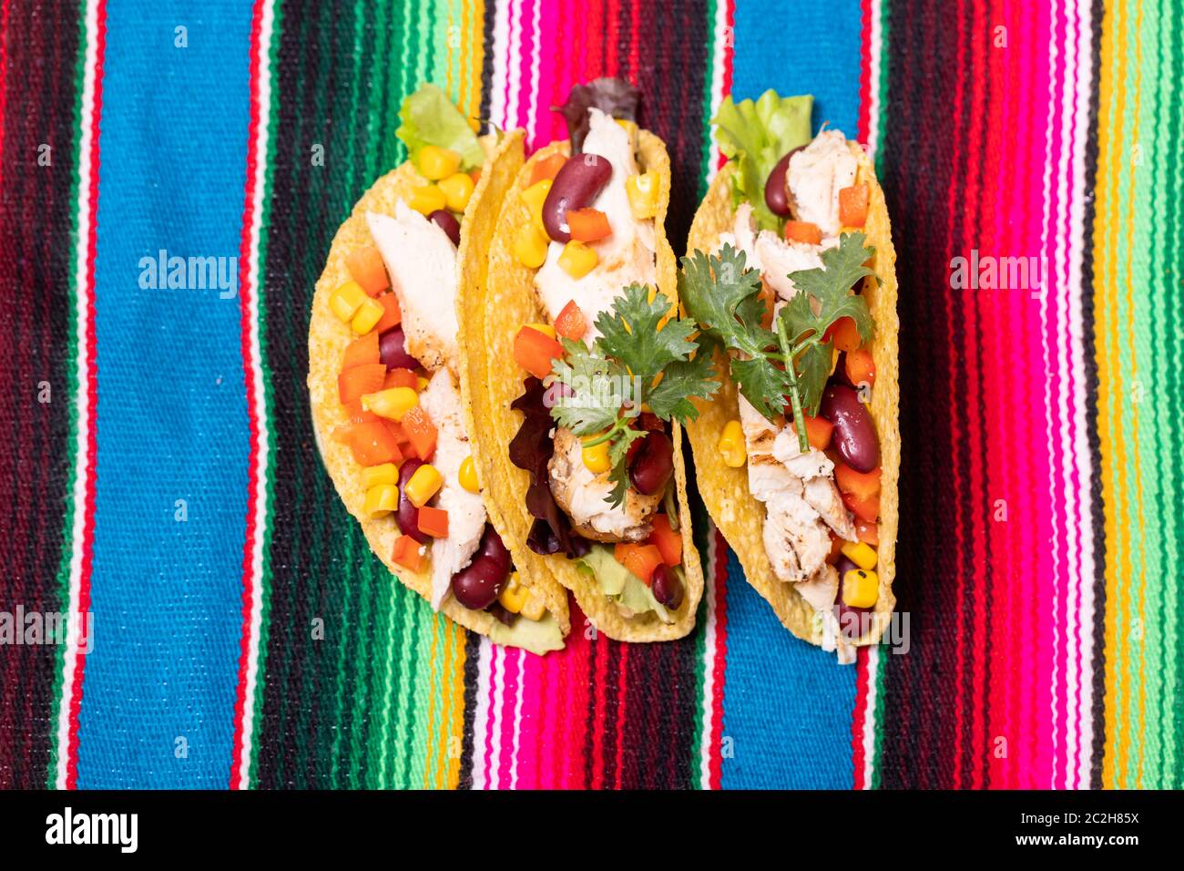 Drei mexikanische Tacos Stockfoto
