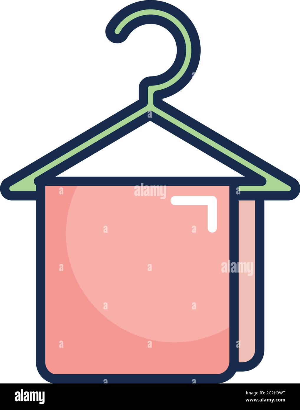 Kleiderbügel mit einem Handtuch auf weißem Hintergrund, Linie füllen Stil, Vektor-Illustration Stock Vektor