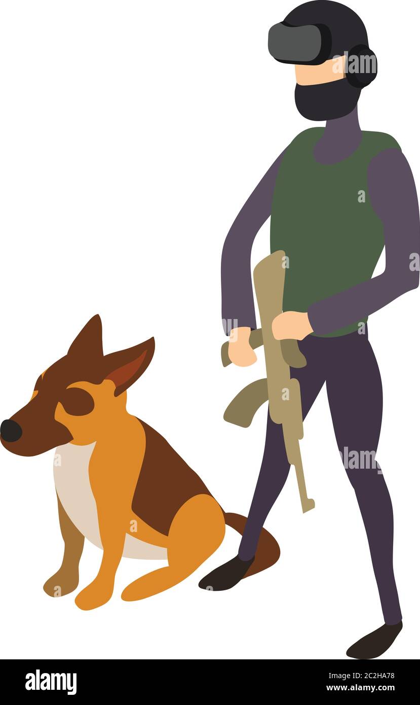 Polizei Zynologe Hund Symbol. Isometrische Polizei Zynologe Hund Vektor-Symbol für Web-Design isoliert auf weißem Hintergrund Stock Vektor