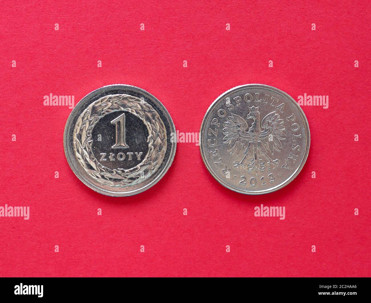 Eine Münze geld Zloty (PLN), Währung von Polen Stockfoto