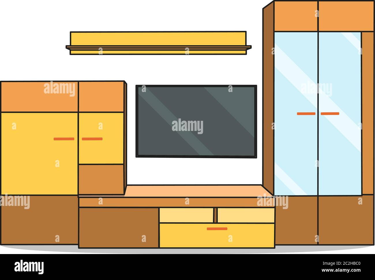Möbel für Wohnzimmer Schränke, TV Stock Vektor