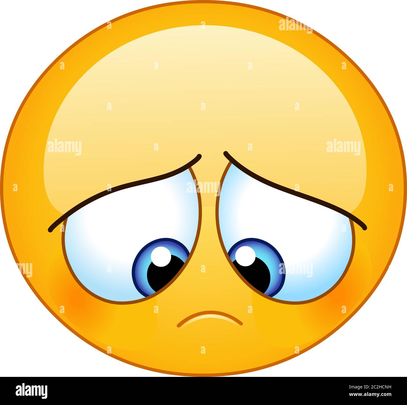 Düster trauriger Emoji-Emoticon schaut nach unten Stock Vektor