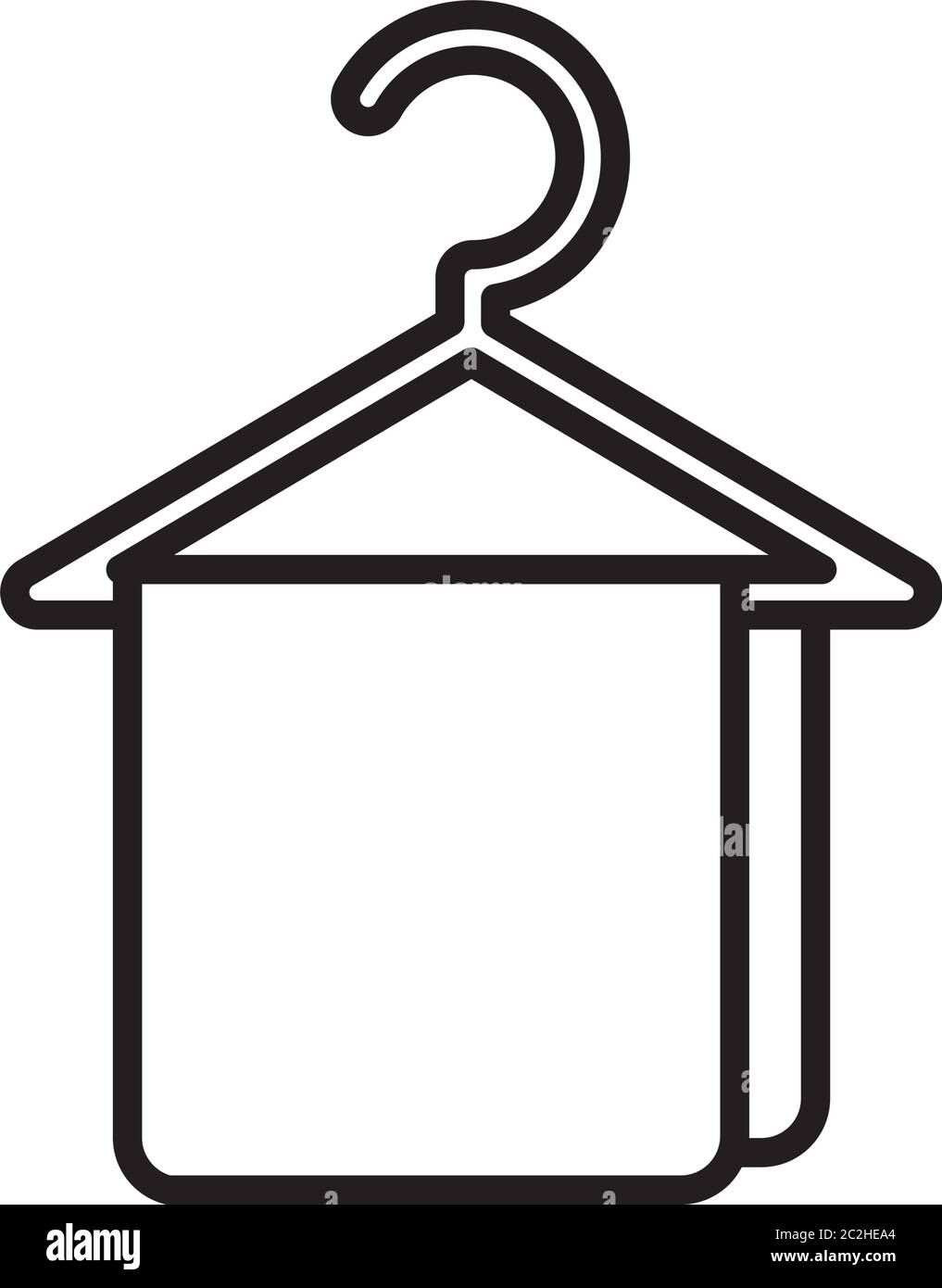 Kleiderbügel mit einem Handtuch auf weißem Hintergrund, Linienstil, Vektor-Illustration Stock Vektor