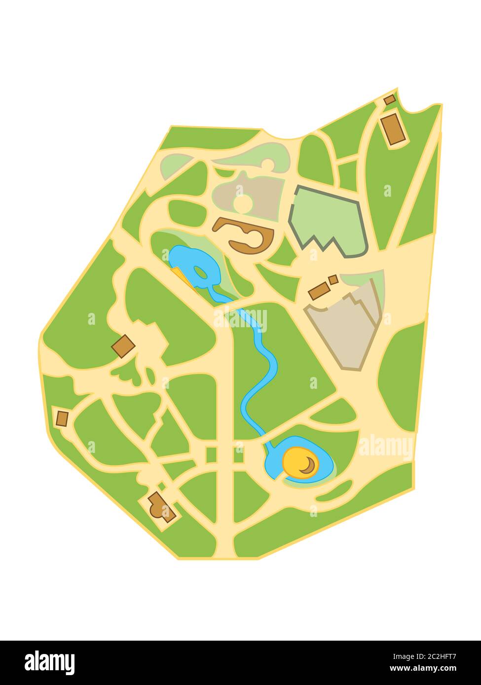 Karte der Stadtgärten. Geografische Lage und Navigation Tourist Stadtkarte. Stockfoto