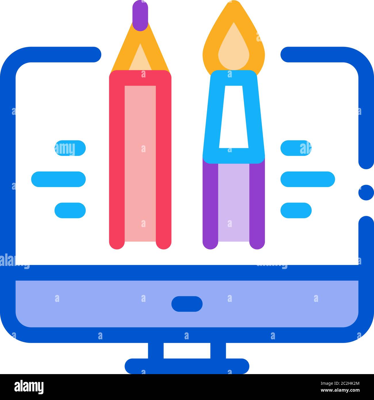 Malen auf Computer Symbol Vektor Umriss Illustration Stock Vektor