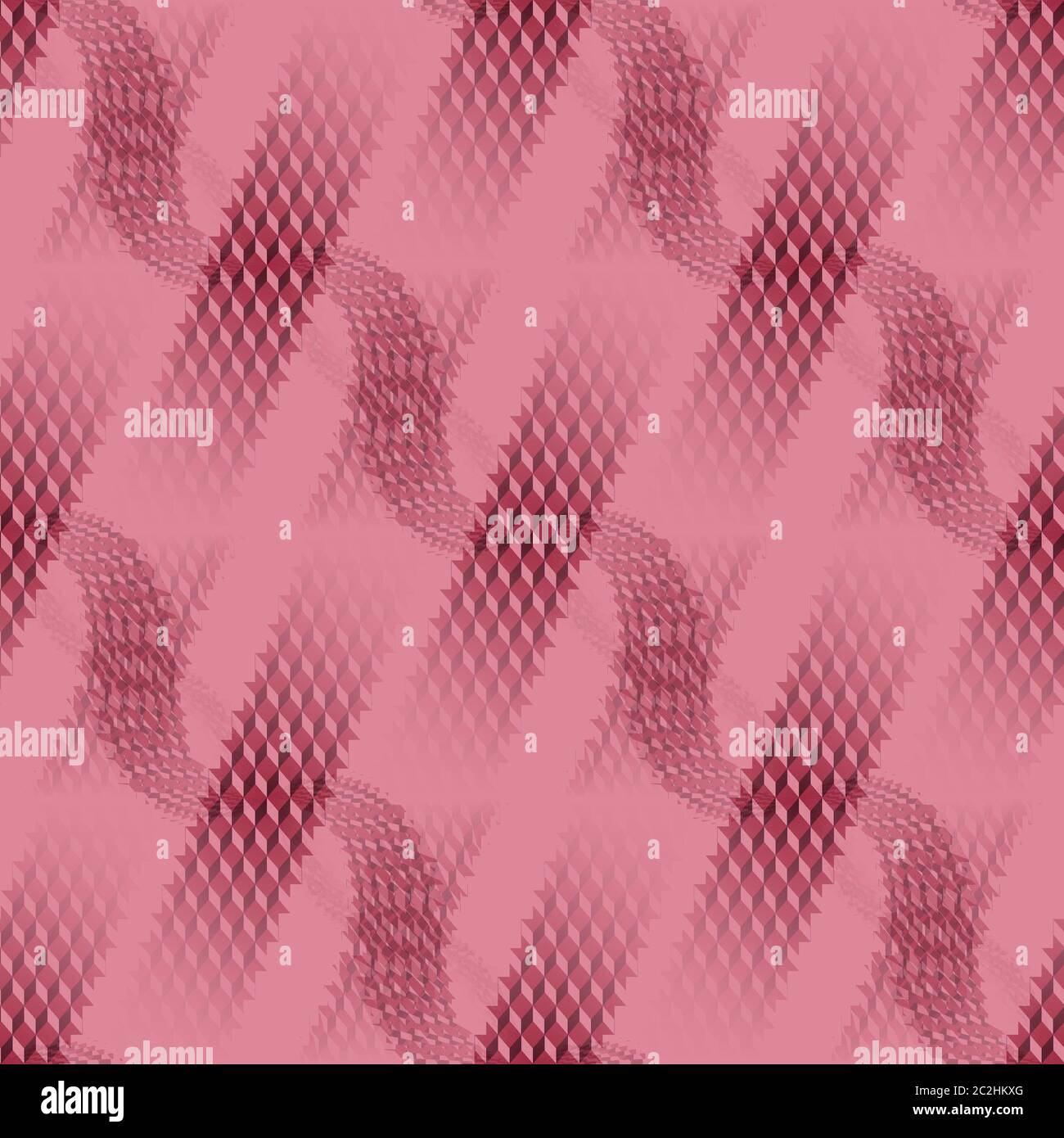 Abstraktes Waffelmuster mit gewellten Linien in rot-violettem Pink Stockfoto