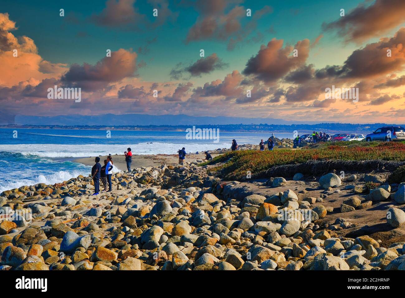 Pazifikküste in Golden Hour Stockfoto