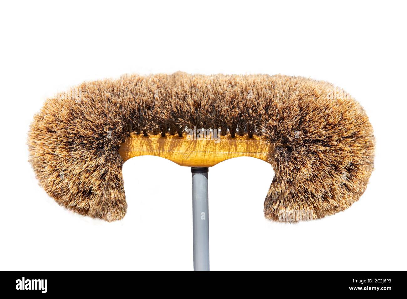 Besen isoliert. Wiener Wand und Decke Besen aus Split Ross Haar oder auch genannt Spider Remover auf einem weißen Hintergrund. Home Reinigung co Stockfoto