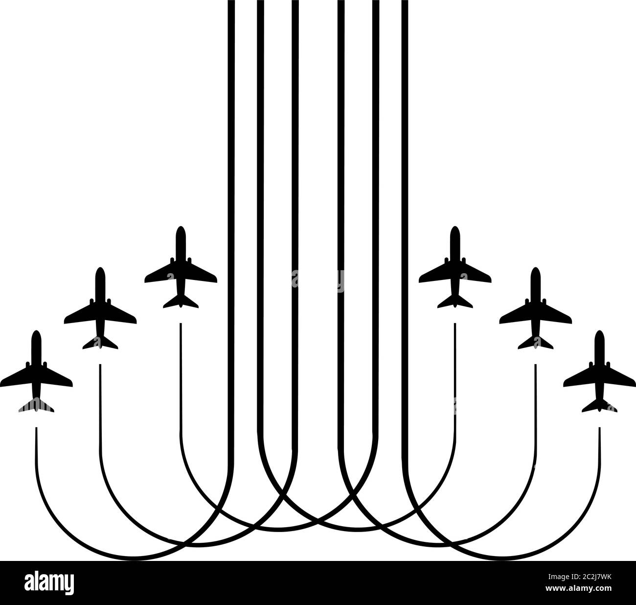 Flugzeug Flying Formation, Air Show Display, Die Disziplinierte Flug Vektor Kunst Illustration Stock Vektor