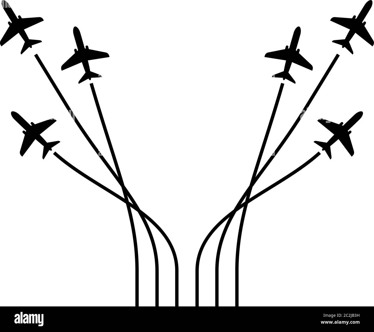 Flugzeug Flying Formation, Air Show Display, Die Disziplinierte Flug Vektor Kunst Illustration Stock Vektor
