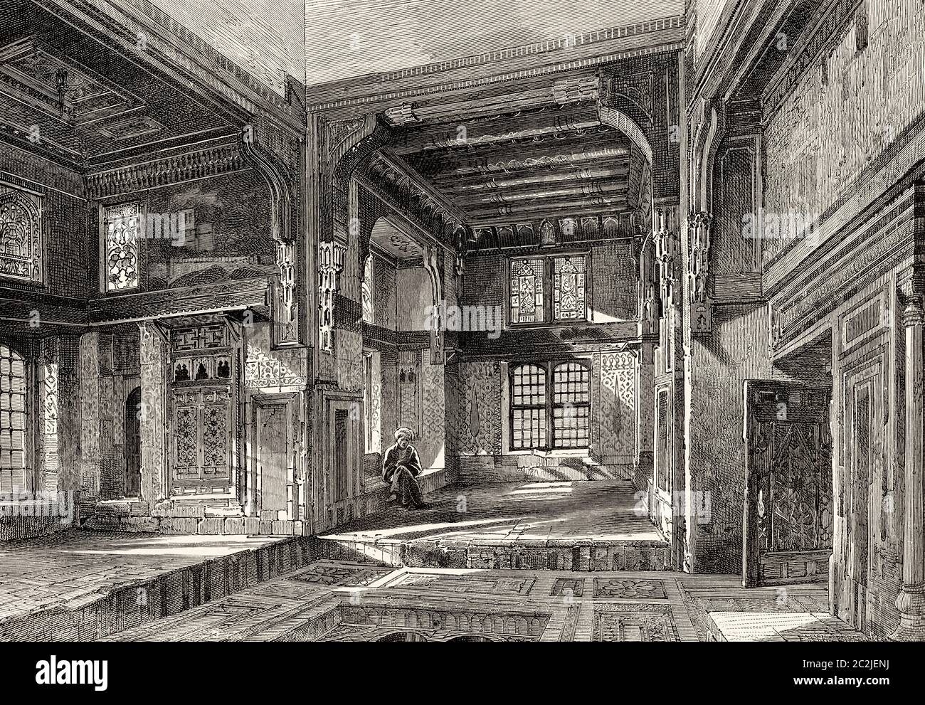 Das Haus von Moufti Sheikh el Mahadi, Kairo, Altes Ägypten. Alte Illustration aus dem 19. Jahrhundert, El Mundo Ilustrado 1880 Stockfoto