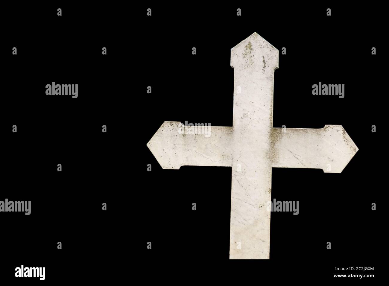 Weißes Kreuz Auf Schwarzem Hintergrund Stockfoto