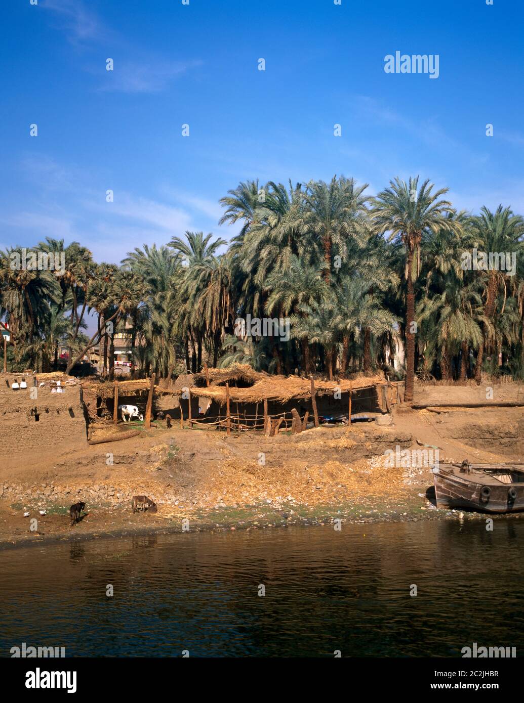 Nil Ägypten Siedlungen am Fluss Stockfoto