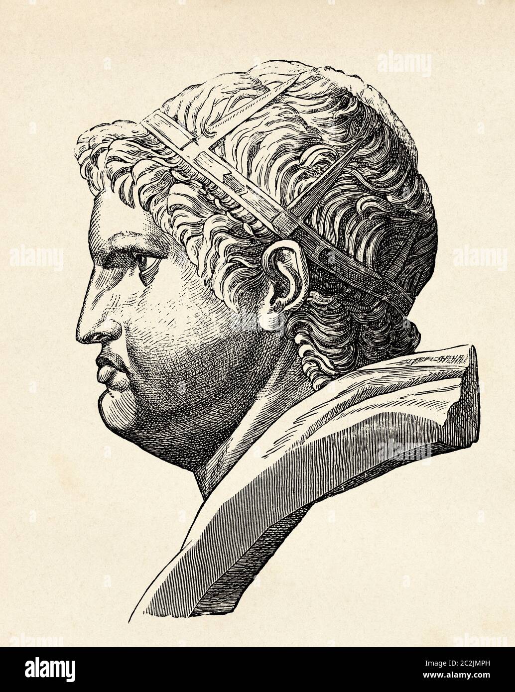 Porträt des römischen Kaisers Nero Claudius Caesar Augustus Germanicus, Altes Rom. Alte Illustration aus dem 19. Jahrhundert, El Mundo Ilustrado 1880 Stockfoto