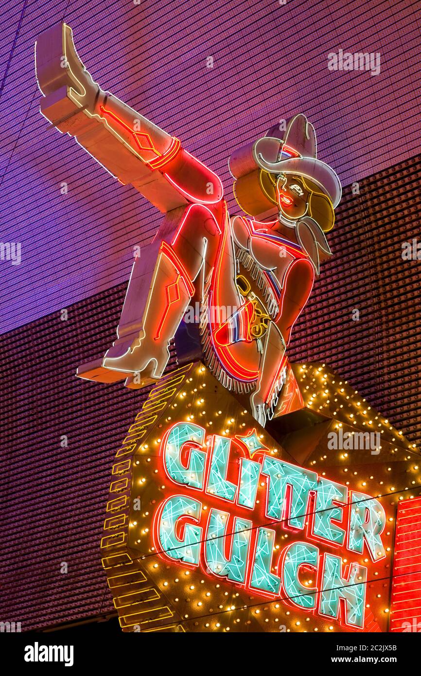 Glitter Gulch auf der Fremont Street, Las Vegas, Nevada, USA, Nordamerika Stockfoto